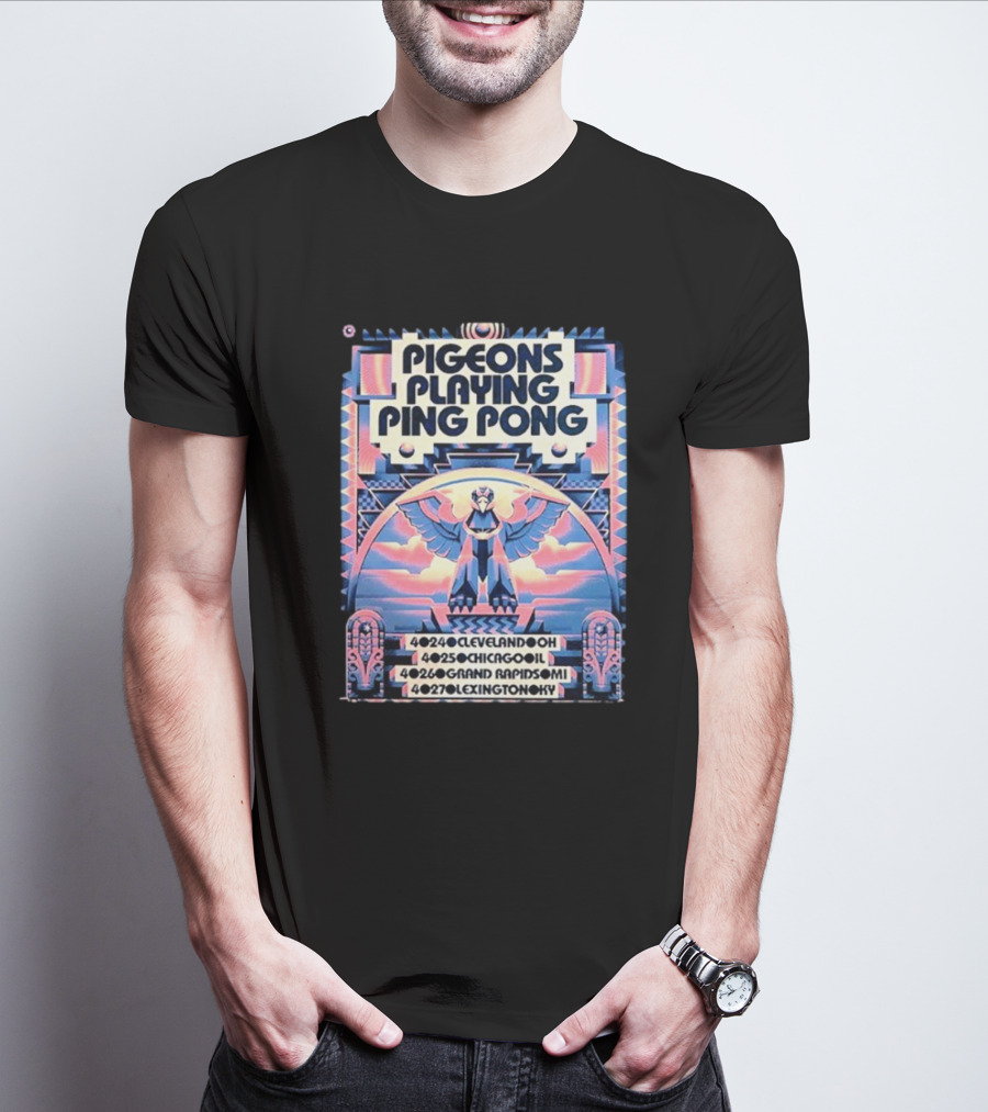Pigeons Playing Ping Pong Midwest Tour 2025 Cleveland Chicago Grand Rapids Lexington T-Shirt