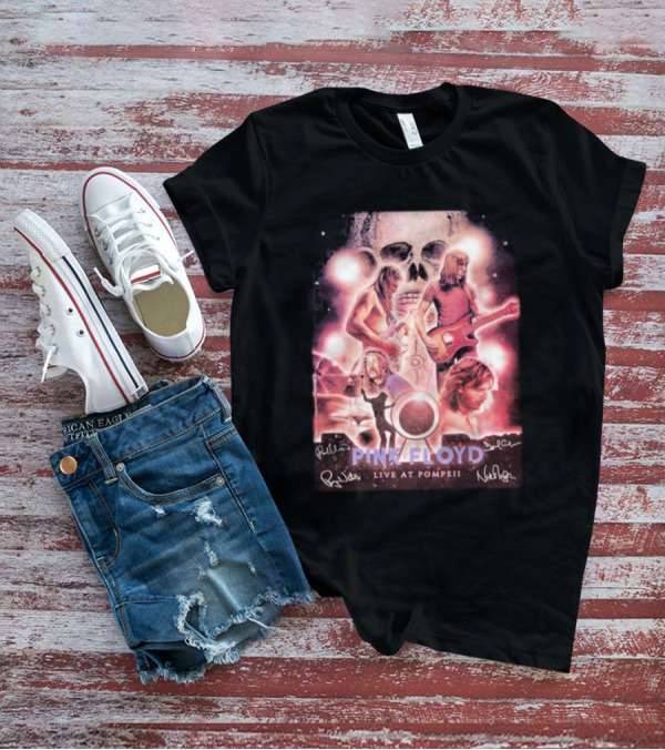Pink Floyd Live At Pompeii Signatures Skull Guitarist Cosmic 2025 T-Shirt