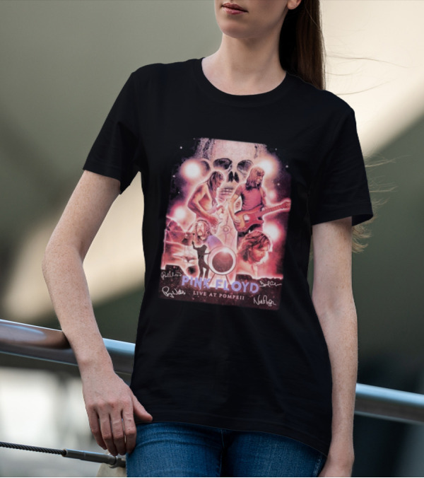 Pink Floyd Live At Pompeii Signatures Skull Guitarist Cosmic 2025 T-Shirt