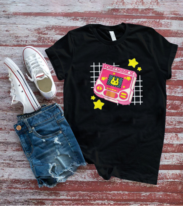 RetroWare Handheld Pink Star Arcade Pixel Bunny Game Typography T-Shirt
