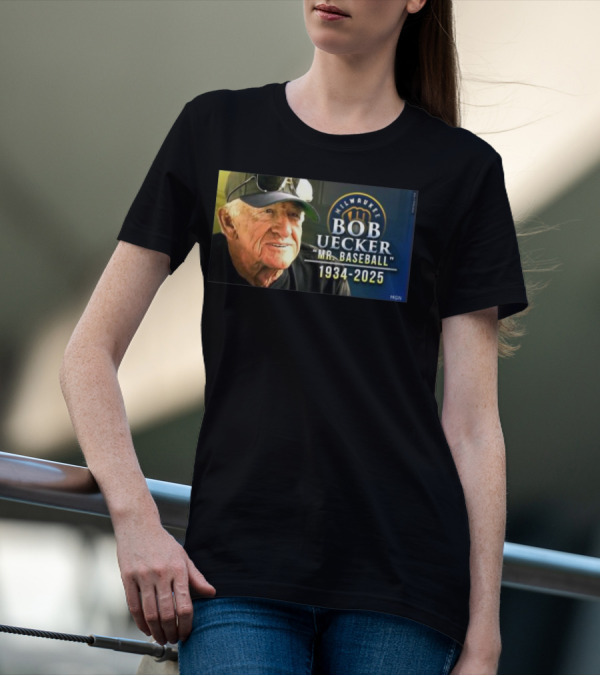 Milwaukee Brewers Bob Uecker Mr. Baseball 1934-2025 Tribute T-Shirt