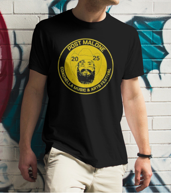 Post Malone 2025 Coachella Music & Arts Festival Cowboy Hat Circle T-Shirt