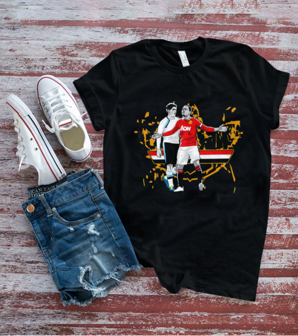 Patrice Evra Luis Suarez Caricature Cartoon AON Red And White Stripes T-Shirt