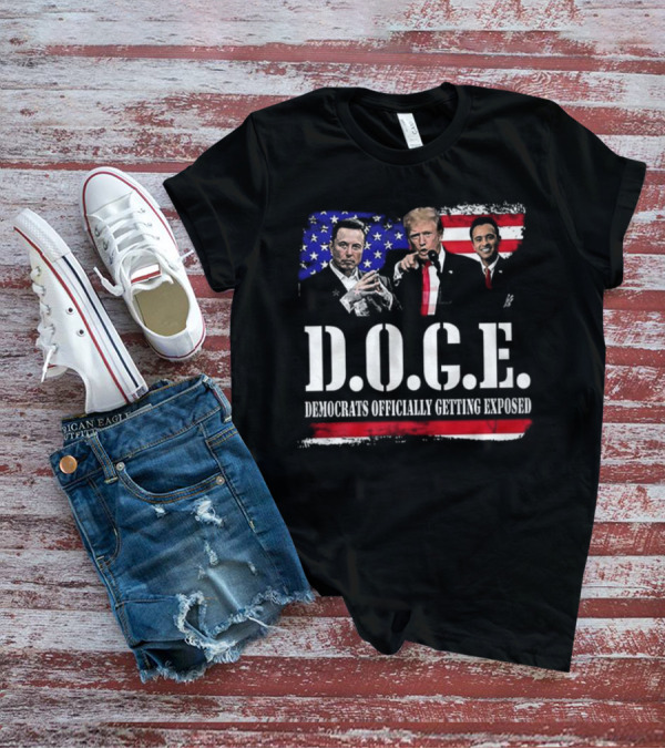 Patriot Pride Mens D.O.G.E Team Democrats Officially Getting Exposed USA Flag Icons T-Shirt