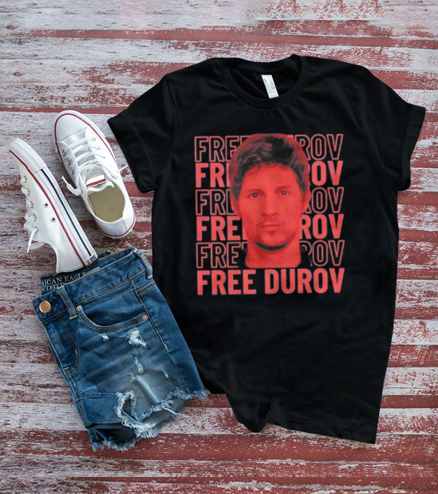 Pavel Durov Free Durov Repeated Text Portrait T-Shirt