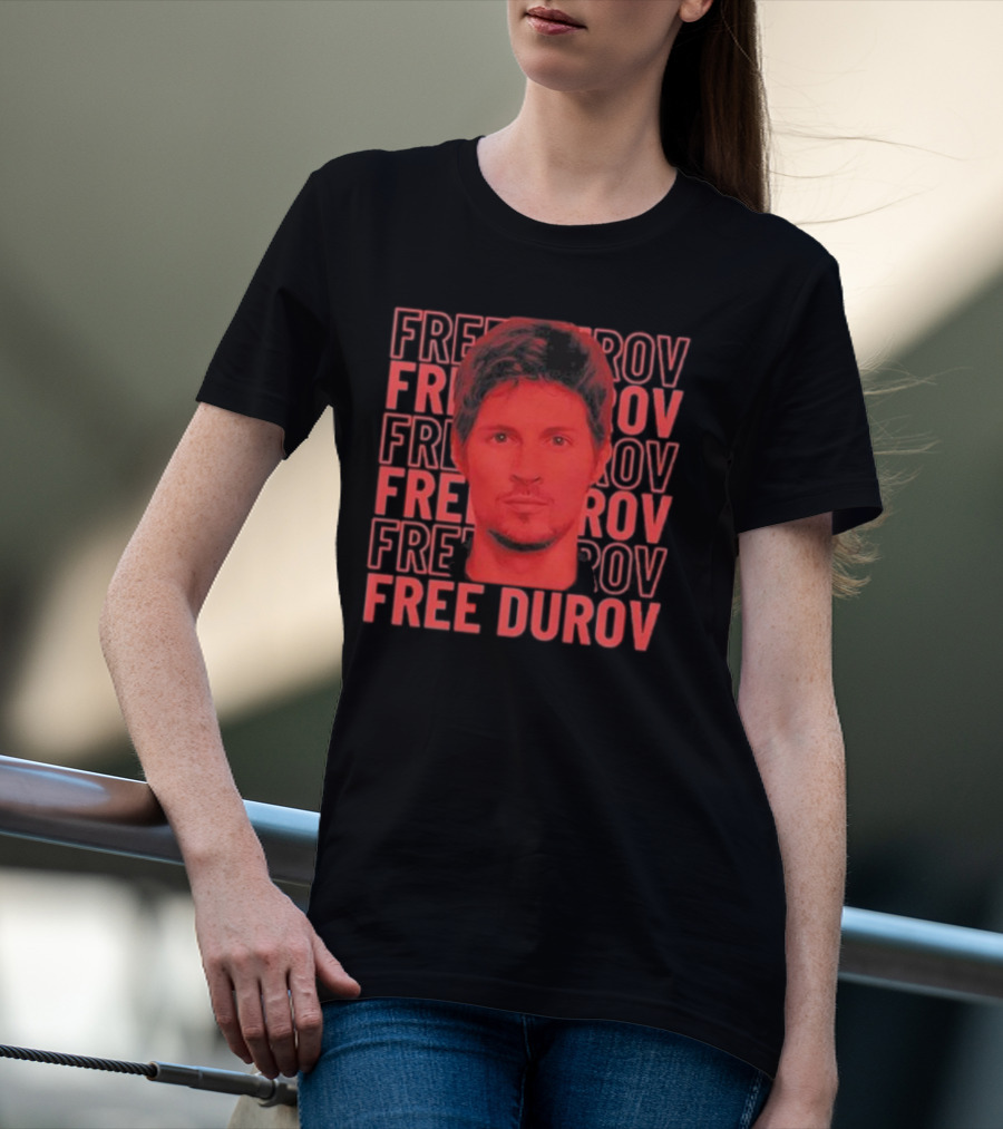 Pavel Durov Free Durov Repeated Text Portrait T-Shirt
