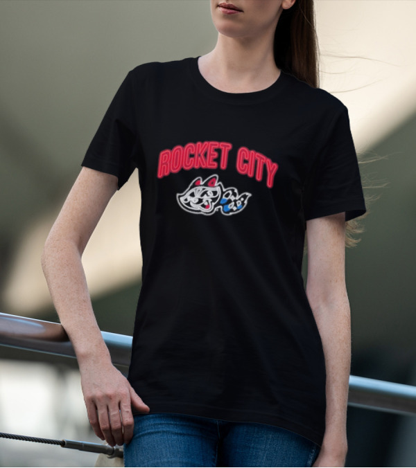 Rocket City Trash Pandas Neon Logo And Mascot T-Shirt