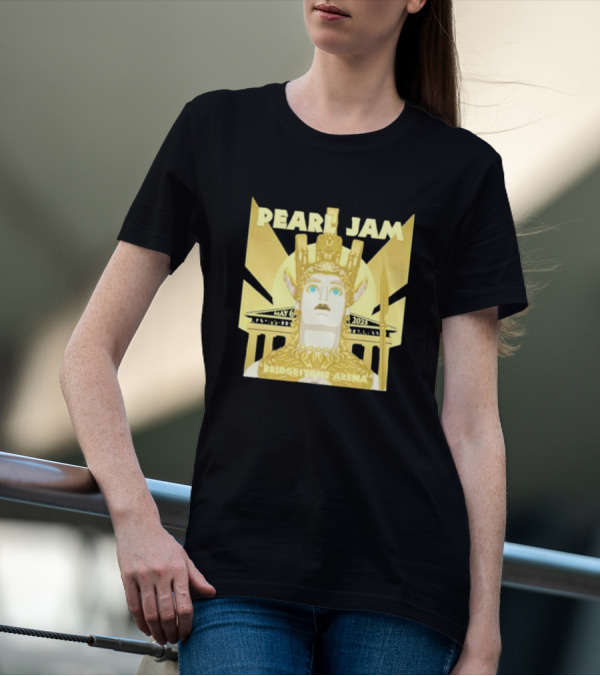 Pearl Jam Nashville TN Dark Matter World Tour 2025 Bridgestone Arena May 6 Event Athena Gold Warrior Helmet Design T-Shirt
