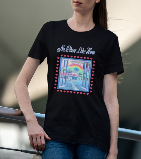 No Place Like Home Tour 2025 Window Heart Rainbow House T-Shirt