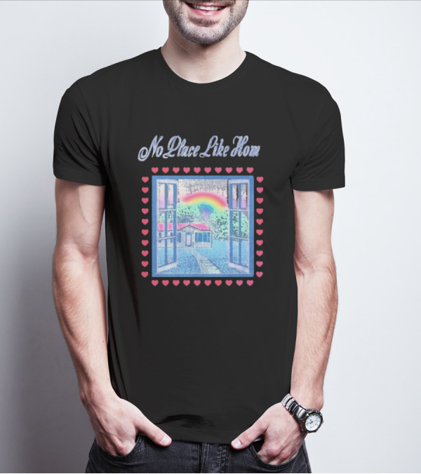 No Place Like Home Tour 2025 Window Heart Rainbow House T-Shirt