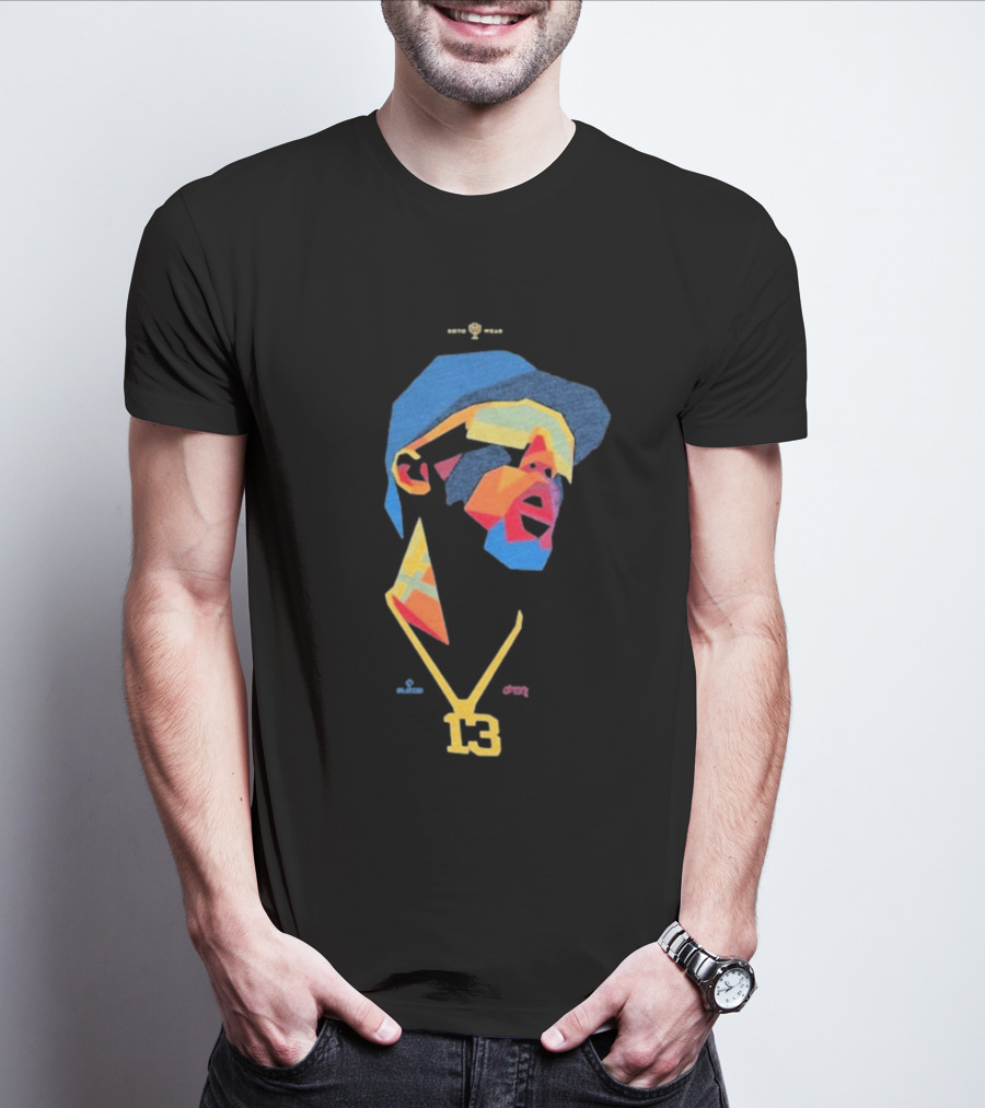 Ronald Acuna Jr 13 Abstract Geometric Style With Gold Chain And Colorful Hat T-Shirt
