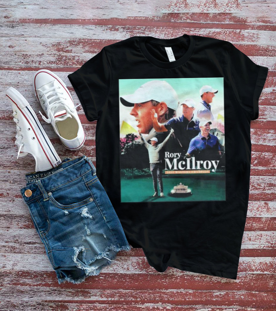 Rory McIlroy 2025 Masters Champion Celebration Golf Montage T-Shirt