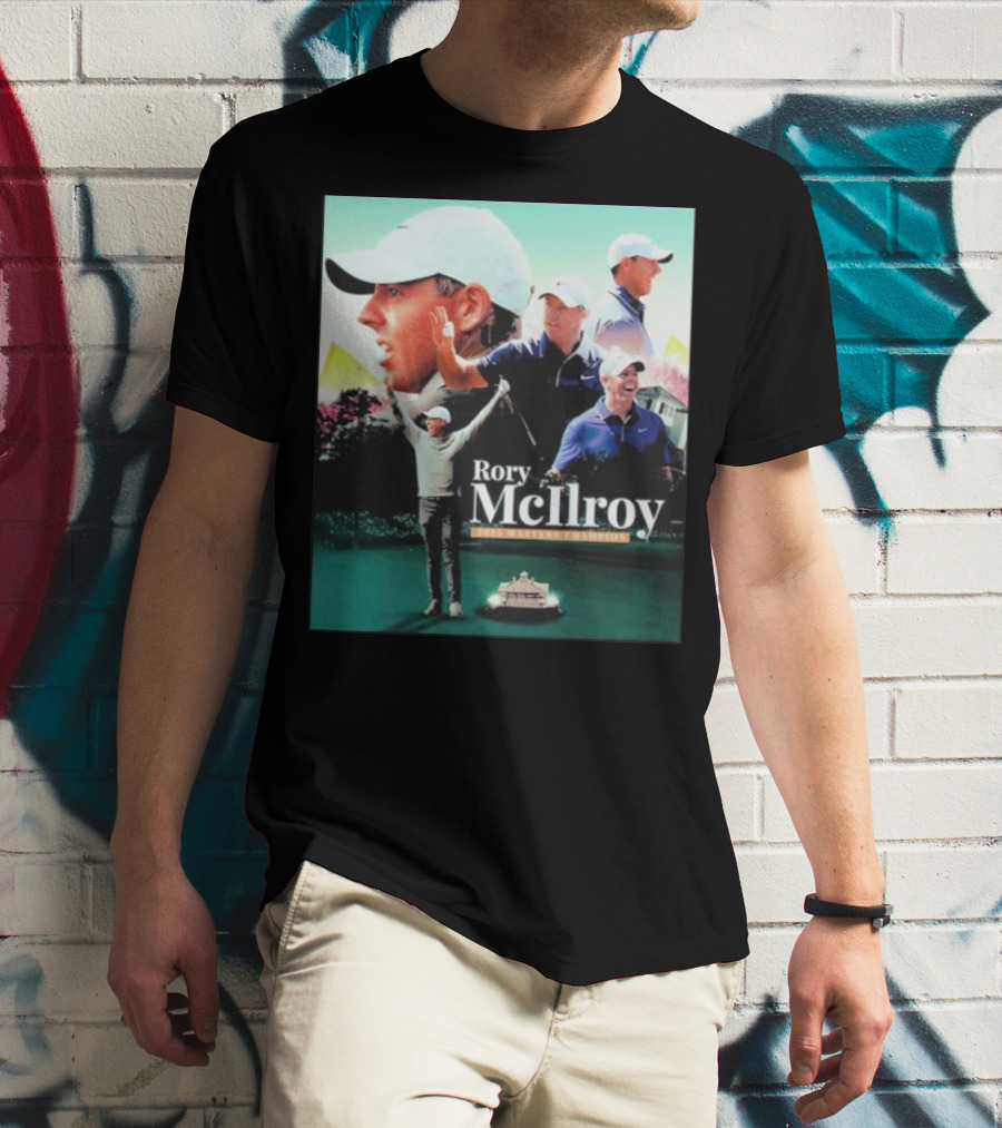 Rory McIlroy 2025 Masters Champion Celebration Golf Montage T-Shirt