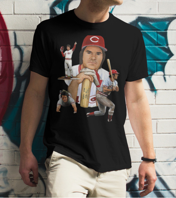 PETE ROSE Cincinnati Reds Baseball Legend 41 24 T-Shirt