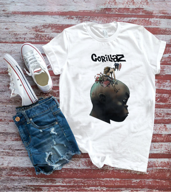 Gorillaz Character Sitting On Head Star Symbol T-Shirt