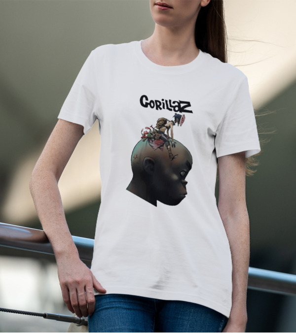 Gorillaz Character Sitting On Head Star Symbol T-Shirt
