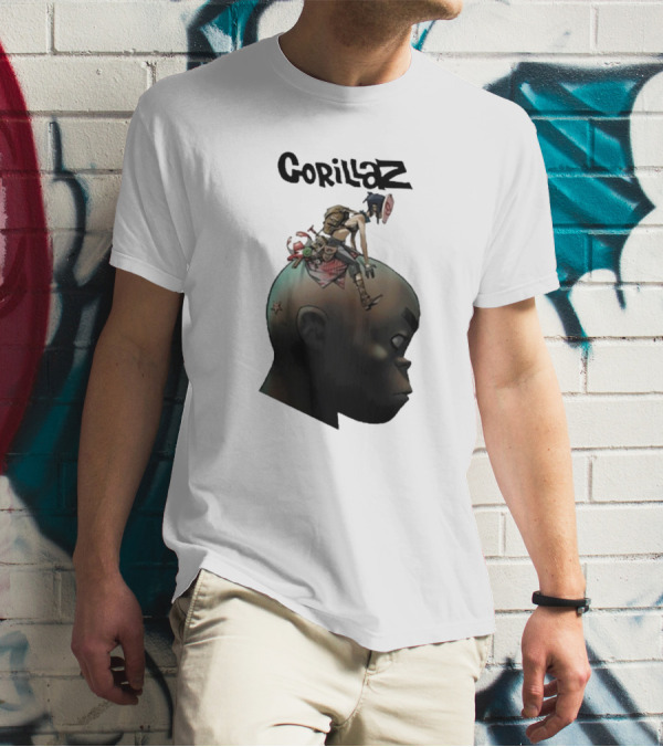 Gorillaz Character Sitting On Head Star Symbol T-Shirt