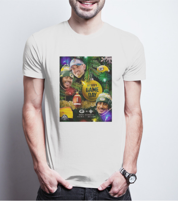 Merry Game Day Green Bay Packers Vs New Orleans Saints Monday December 23 ABC ESPN T-Shirt