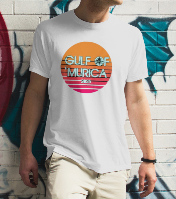 Gulf Of 'Murica 2025 Vintage Retro Sunset Vibe T-Shirt