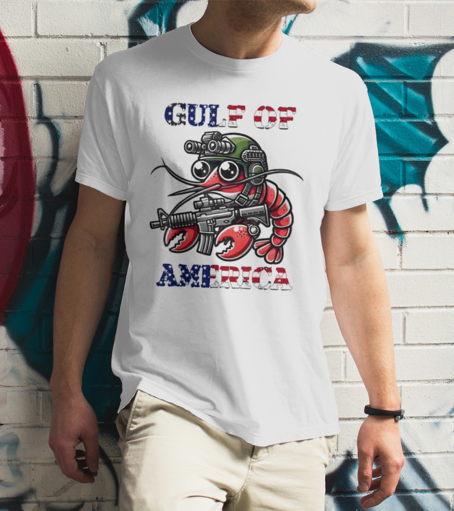 Gulf Of America Tactical Shrimp Patriotic Military Camouflage T-Shirt