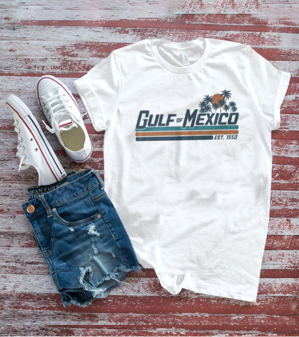 Gulf Of Mexico Est 1550 Palm Trees Retro Sunset Vintage Style T-Shirt