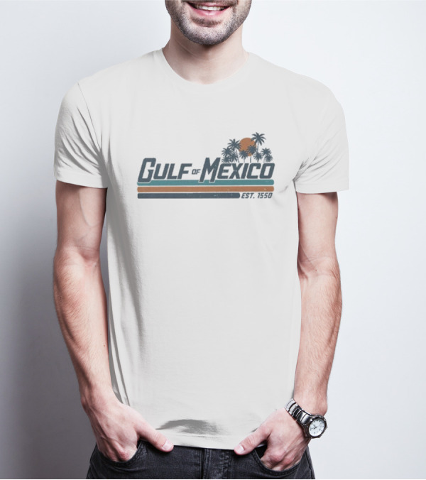 Gulf Of Mexico Est 1550 Palm Trees Retro Sunset Vintage Style T-Shirt