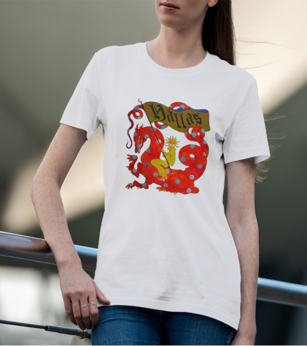 Hällas Flower Knight Riding Red Polka Dot Dragon T-Shirt
