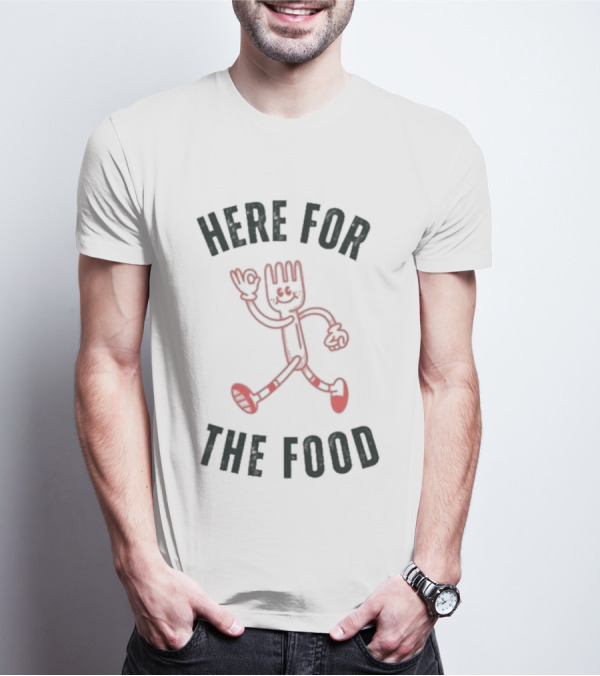 Here For The Food Fork Character T-Shirt