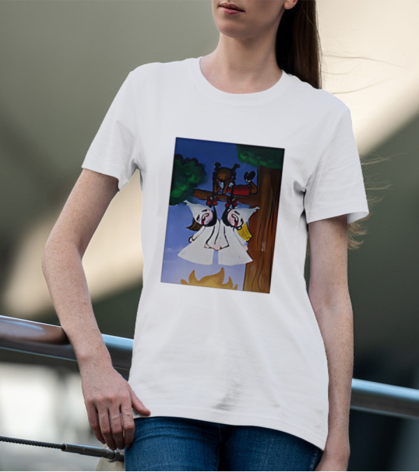"Hang Your Robes Classic Cartoon Tree Scene With Robes" T-Shirt
