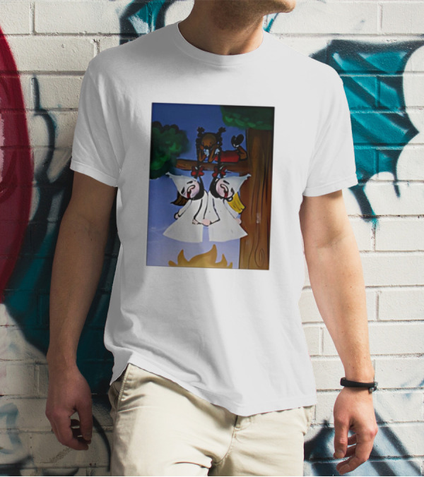 "Hang Your Robes Classic Cartoon Tree Scene With Robes" T-Shirt