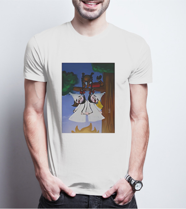 "Hang Your Robes Classic Cartoon Tree Scene With Robes" T-Shirt