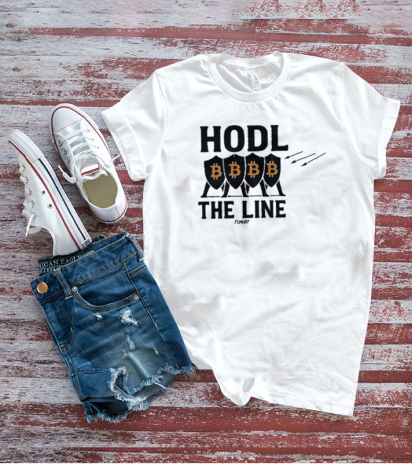 Hodl The Line Bitcoin Warrior Cryptocurrency Enthusiast BBB Pattern T-Shirt