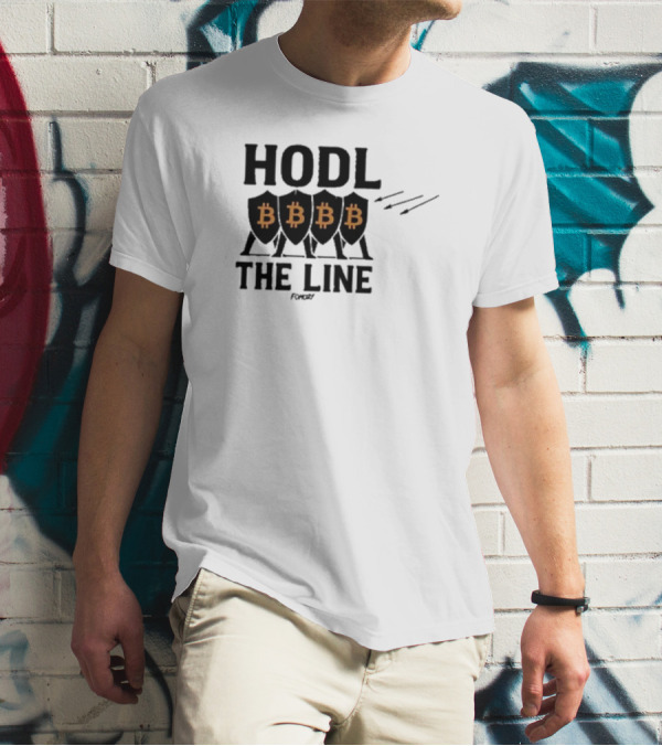 Hodl The Line Bitcoin Warrior Cryptocurrency Enthusiast BBB Pattern T-Shirt