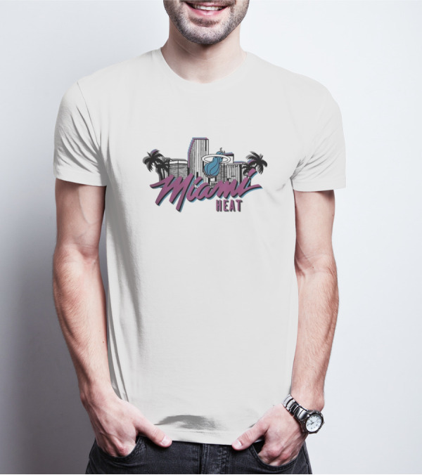 Homage Miami Heat NBA Vice Skyline Retro Style T-Shirt