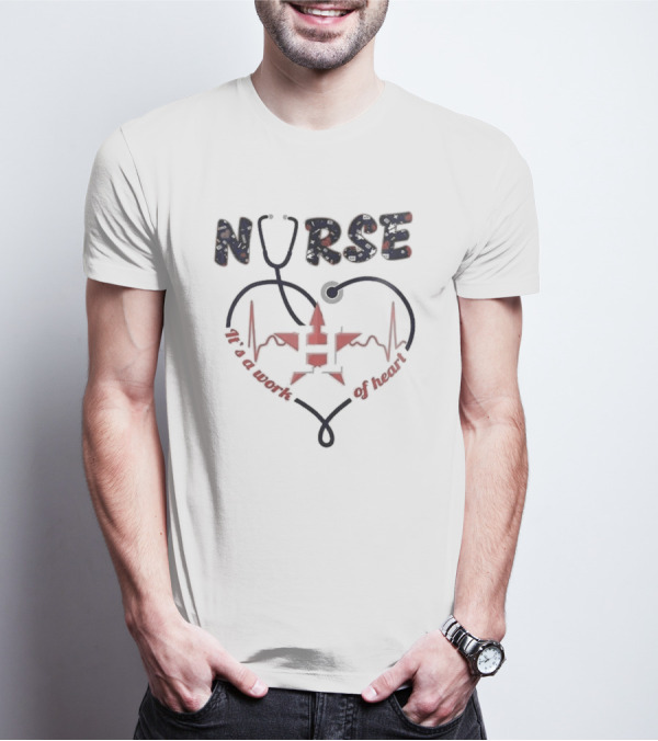 Houston Astros Nurse Appreciation Night 2025 Heartbeat Stethoscope Baseball Event T-Shirt
