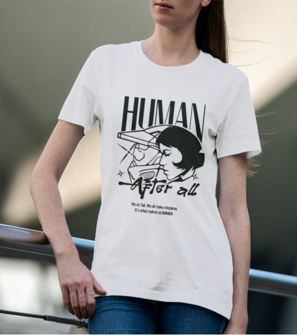 "Human After All Skeleton Outline Illustration" T-Shirt