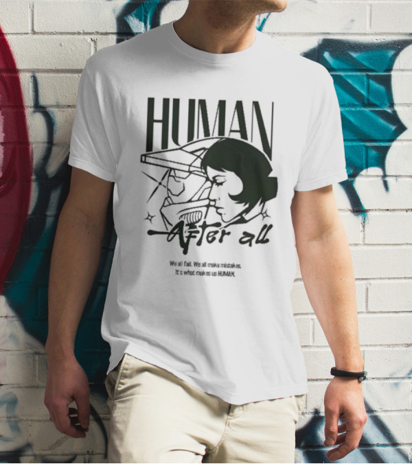 "Human After All Skeleton Outline Illustration" T-Shirt