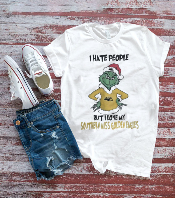 I Hate People But I Love My Southern Miss Golden Eagles Grinch Holiday Style T-Shirt