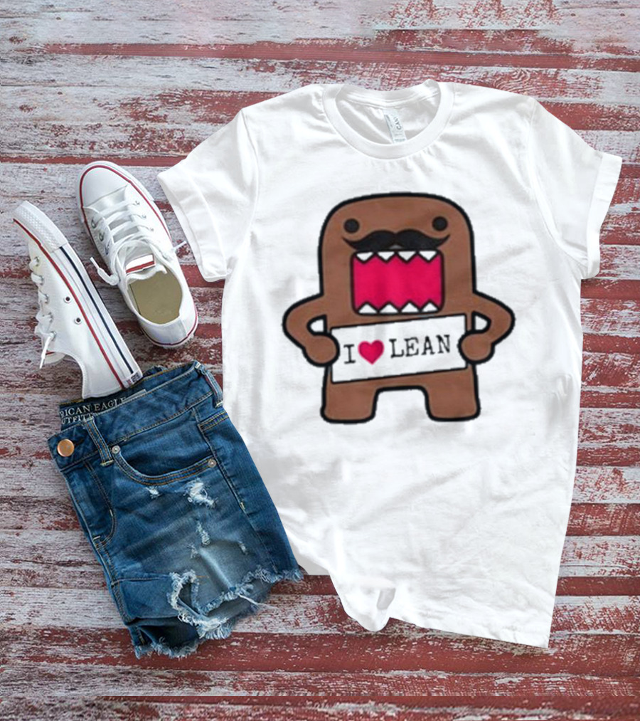 I Love Lean Domo Heart Mustache Cartoon Character T-Shirt