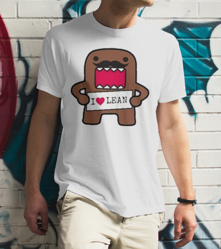 I Love Lean Domo Heart Mustache Cartoon Character T-Shirt