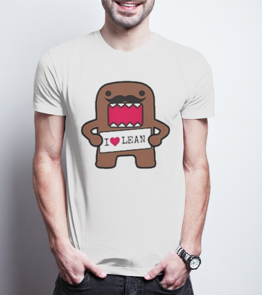 I Love Lean Domo Heart Mustache Cartoon Character T-Shirt