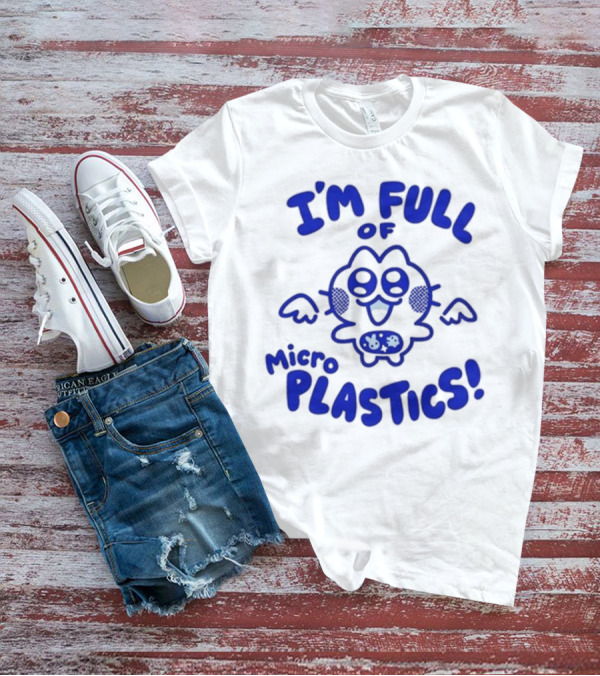 I'm Full Of Microplastics Funny Cartoon Character With Blue Outline T-Shirt