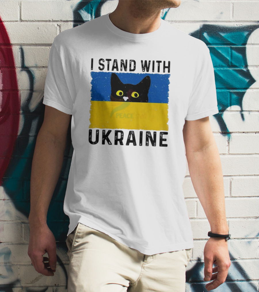 I Stand With Ukraine Cat Peace Symbol T-Shirt