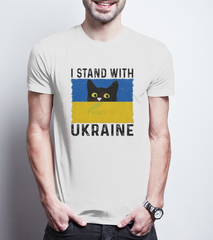 I Stand With Ukraine Cat Peace Symbol T-Shirt