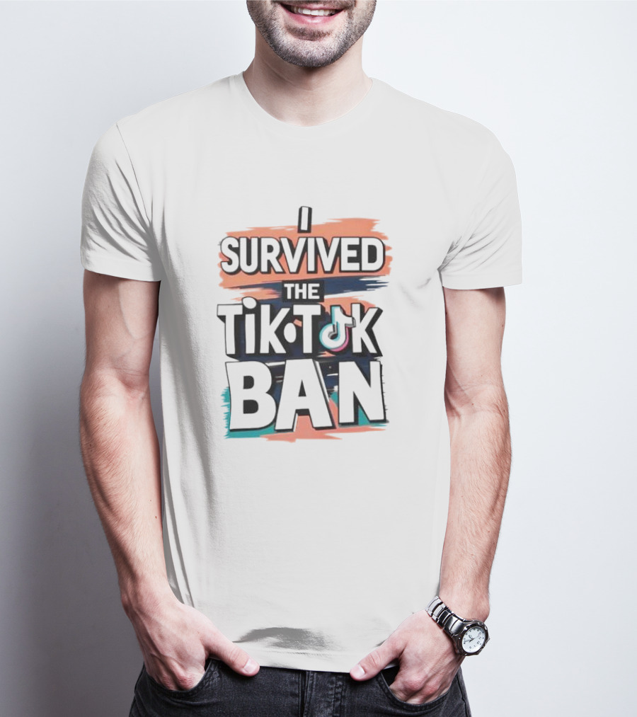 I Survived The TikTok Ban Colorful Retro Style Text With Icon T-Shirt