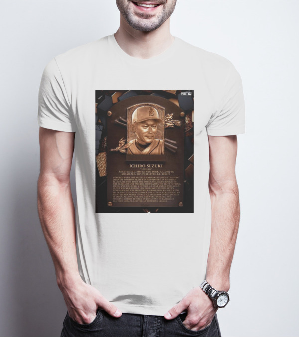 Ichiro Suzuki Hall Of Fame Plaque Seattle Mariners Achievements And Legacy T-Shirt