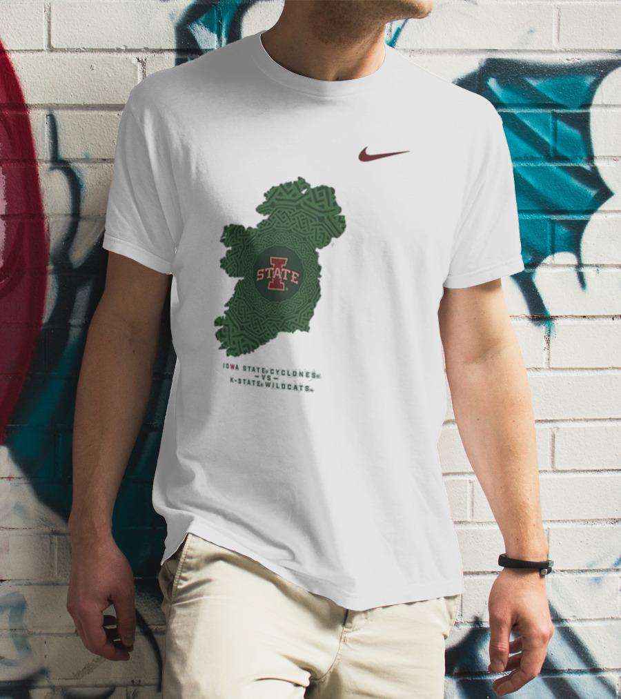Iowa State Vs K-State Nike Aer Lingus Classic Ireland Map Design T-Shirt