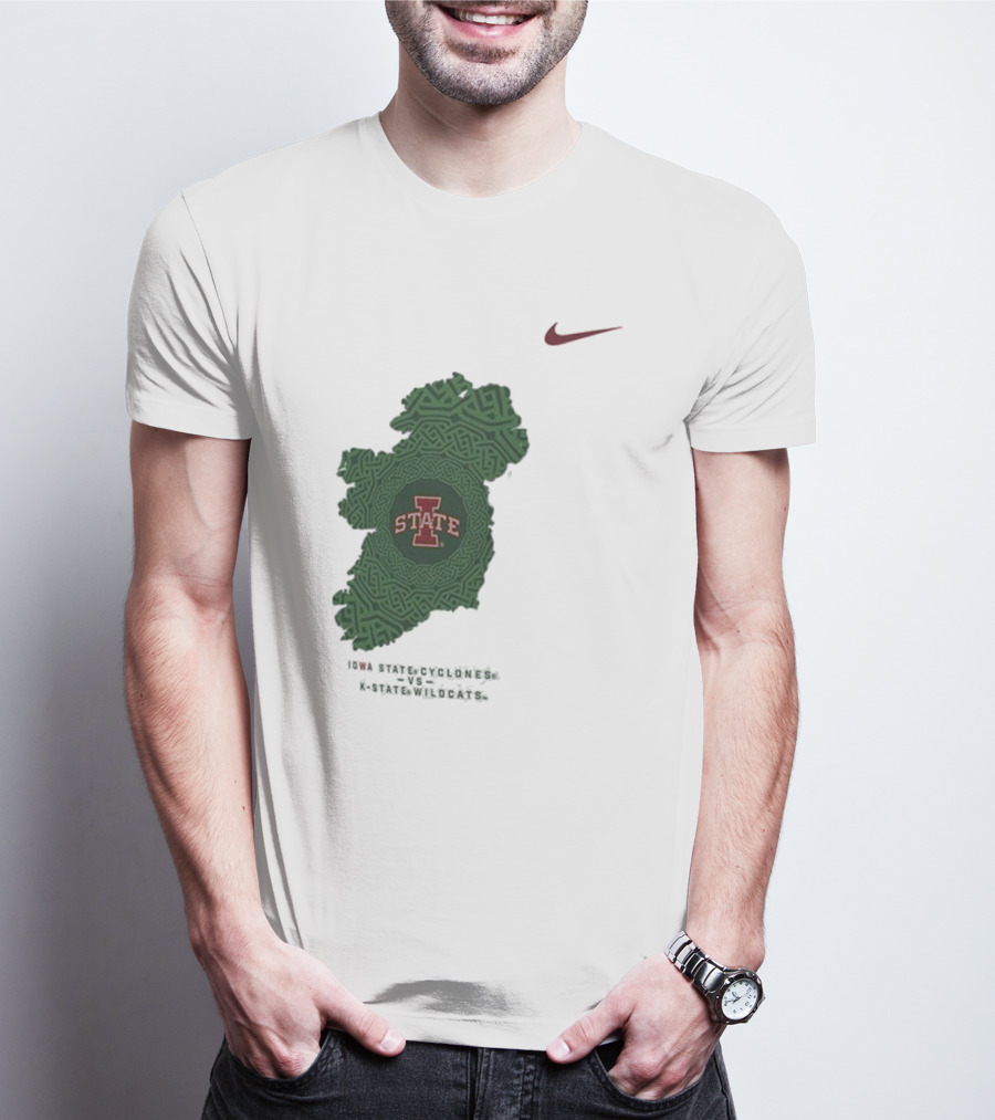 Iowa State Vs K-State Nike Aer Lingus Classic Ireland Map Design T-Shirt