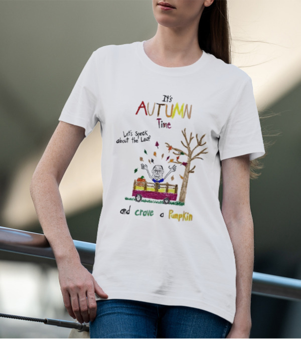 Autumn Time Leaves Falling Tree Carve Pumpkin Truck T-Shirt