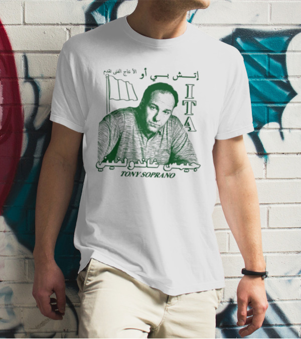 ITA Tony Soprano Visible Text Imagery With Flags T-Shirt